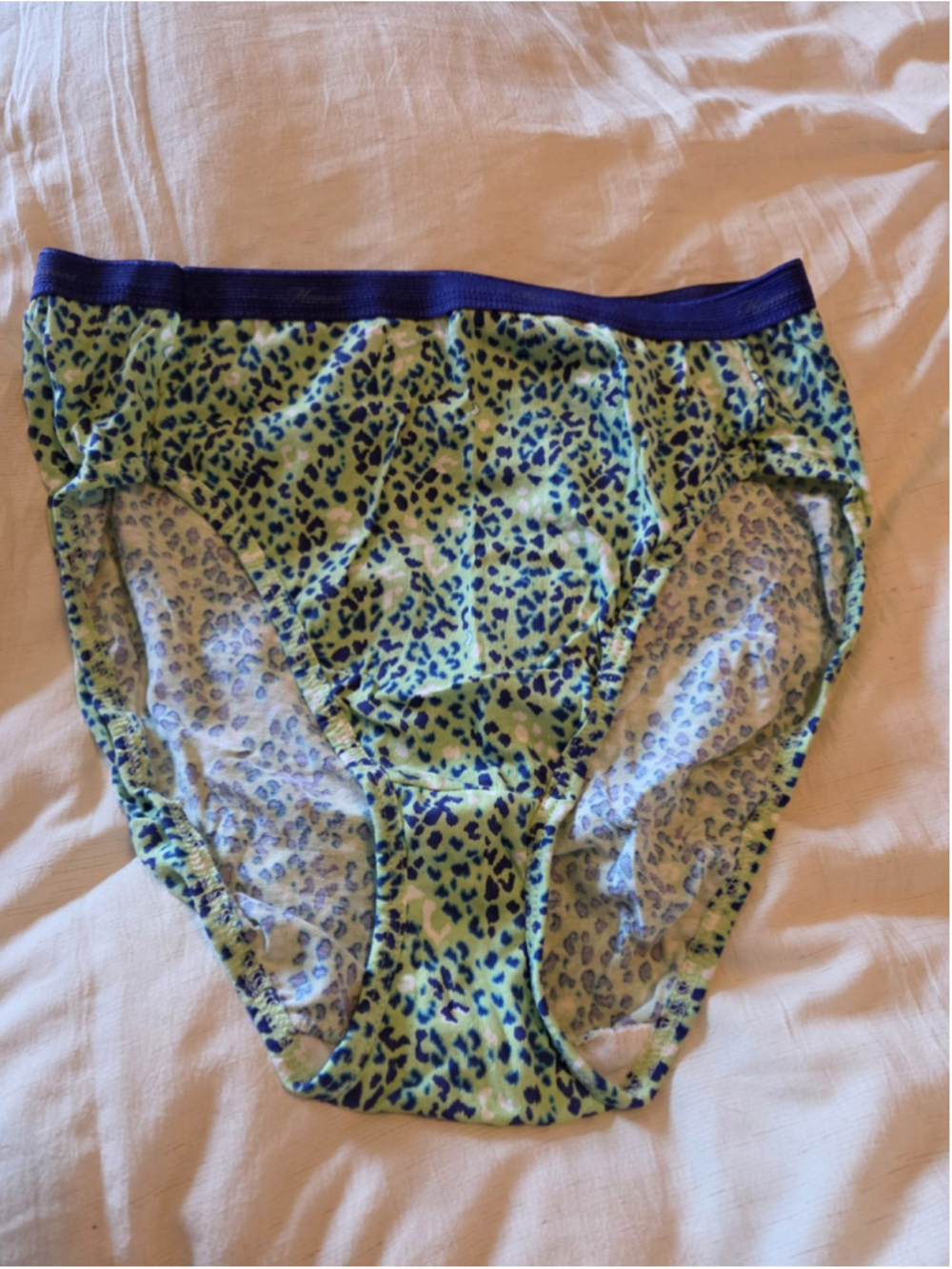 Vintage Hanes Bright Animal Print Hi-Cut Panties Size 7 Large NWOT